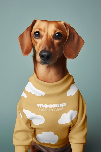 PSD adorable dog wearing clothing mockup