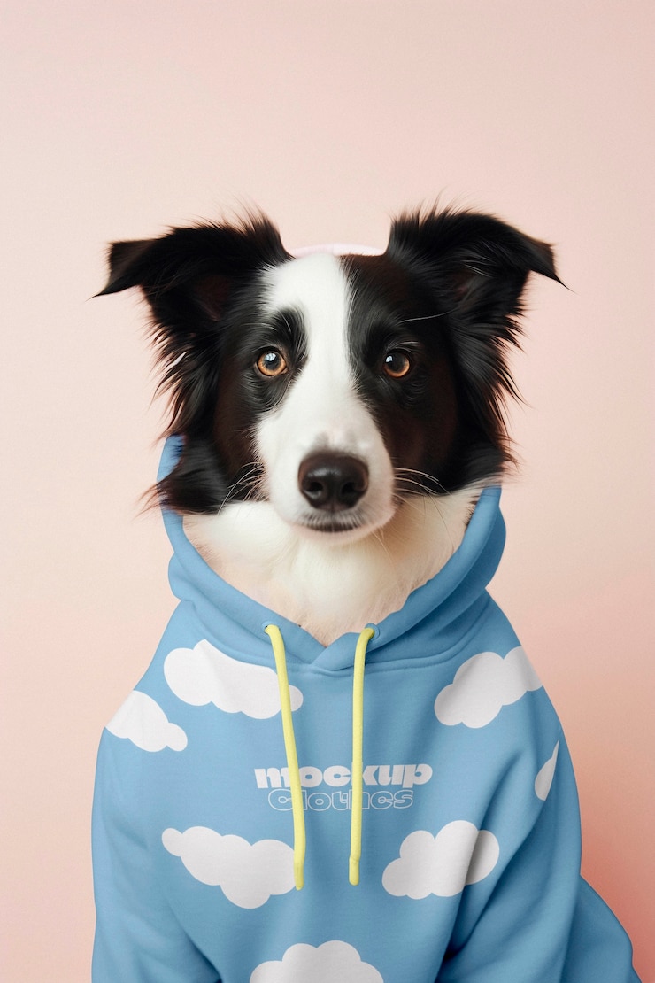 PSD adorable dog wearing clothing mockup