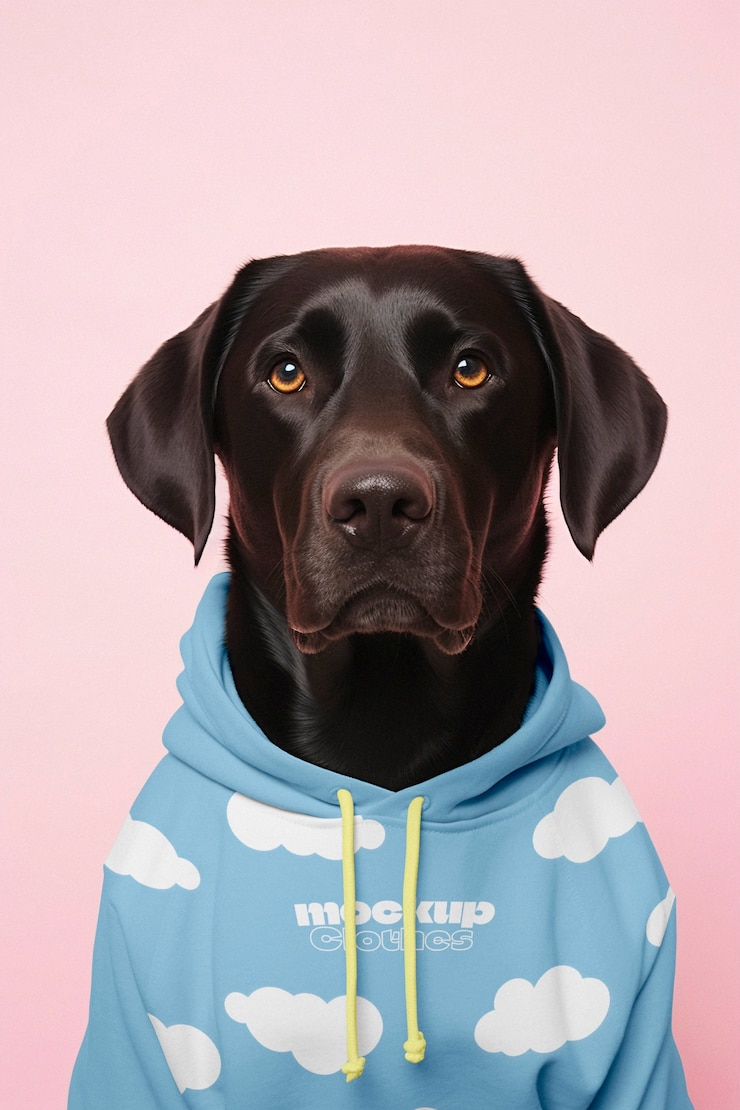 PSD adorable dog wearing clothing mockup
