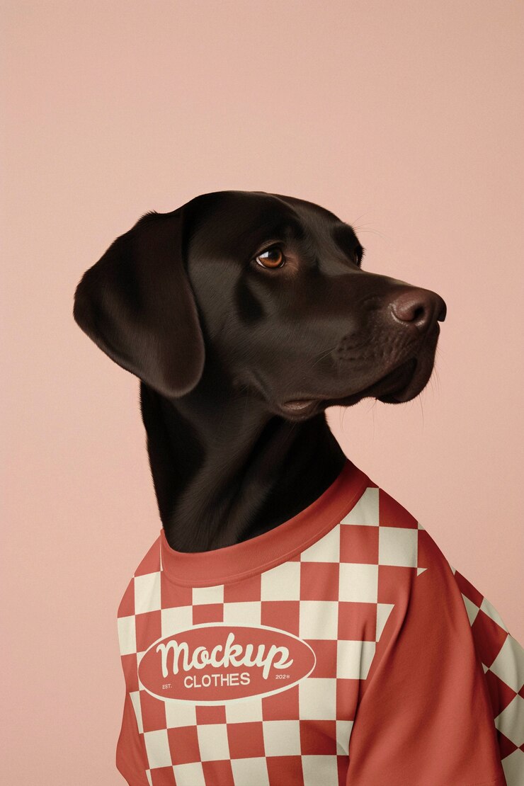 PSD adorable dog wearing clothing mockup
