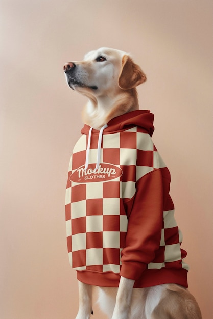 PSD cane adorabile che indossa un modello di abbigliamento