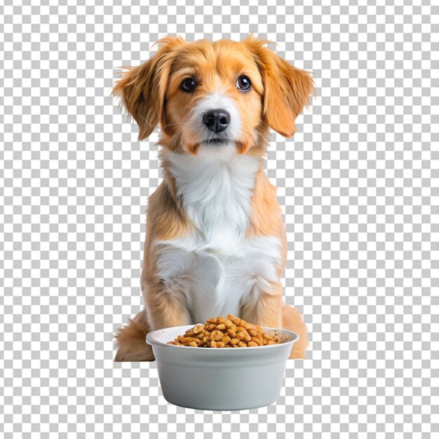 PSD adorable dog with bowl of food