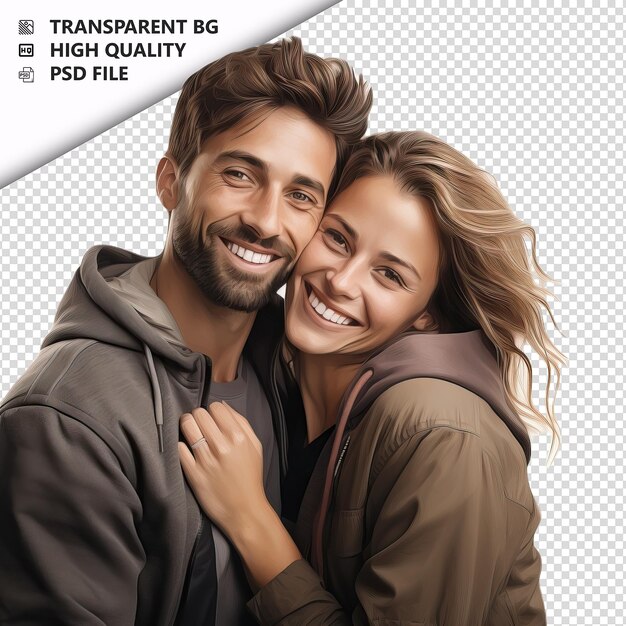 PSD adorable european couple ultra realistic style white back