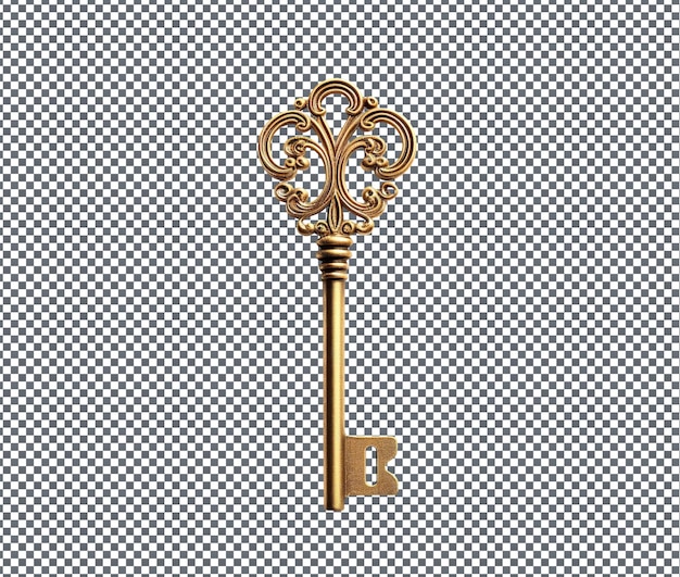 Adorable Golden key isolated on transparent background