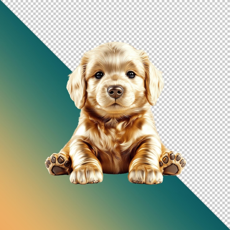 PSD adorable golden retriever puppy a digital painting