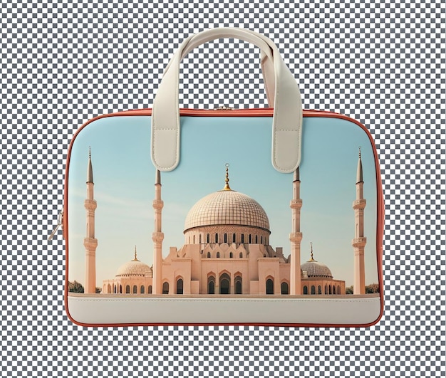 PSD 透明な背景に隔離された可愛らしいイスラムテーマのラップトップバッグ