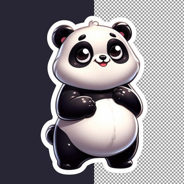 PSD Прекрасная панда обнимает наклейку png
