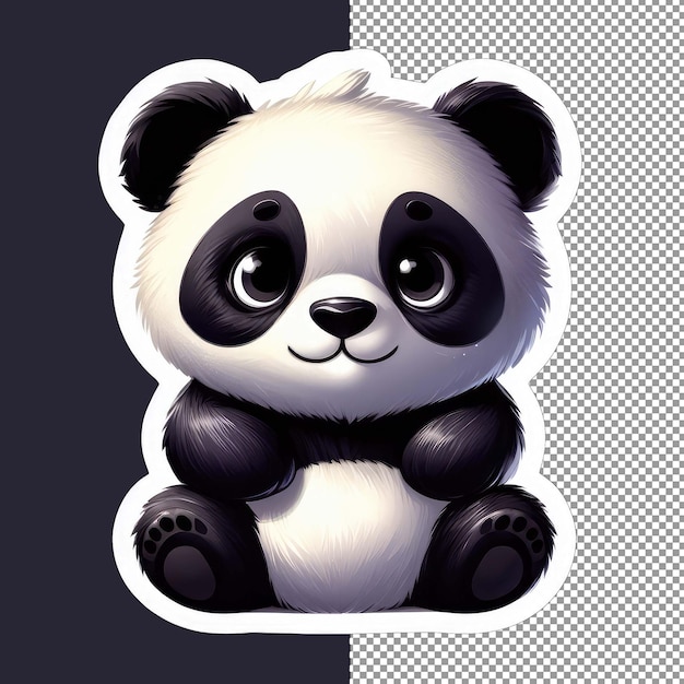PSD adorable panda hug png sticker