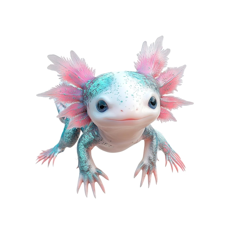 PSD 可愛的pastel axolotl 3d渲染的可愛的墨西哥薩拉曼德