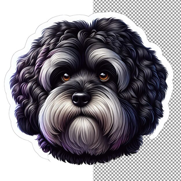 PSD adorable paws cute dog face in sticker form