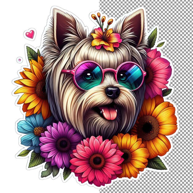 PSD adorable paws cute dog face in sticker form