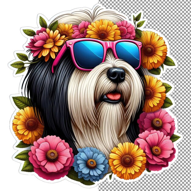 PSD adorable paws cute dog face in sticker form