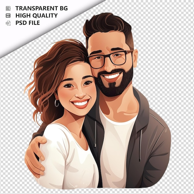 PSD adorable white couple flat icon stijl witte achtergrond is