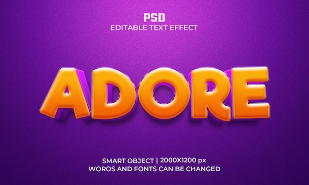 Adore 3d text effect cartoon style text effect