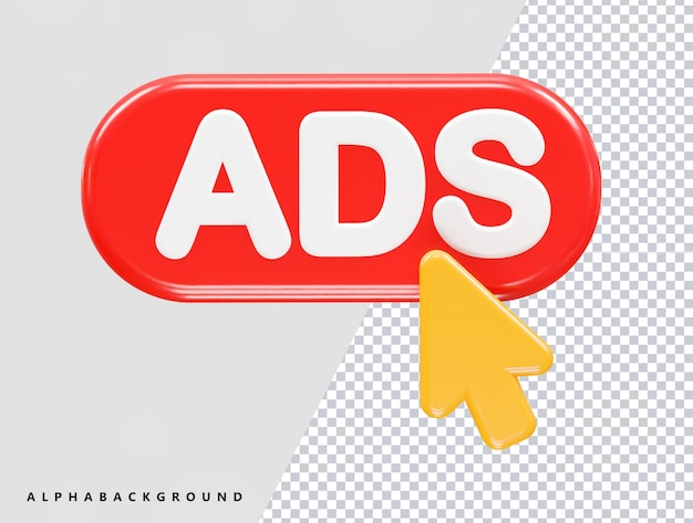 Ads icon render 3d illustration element