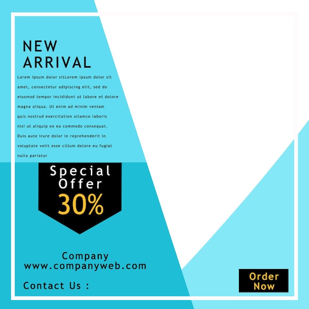 an ads for new arrivals is shown on a bluebackground