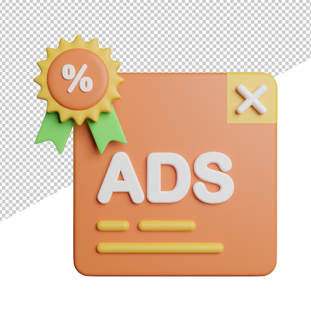 PSD Продвижение рекламы скидка вид спереди 3d рендеринг значок иллюстрации на прозрачном фоне
