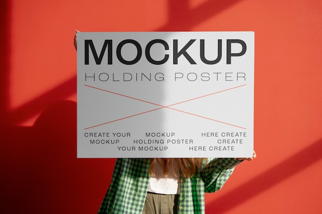 Adult holding poster