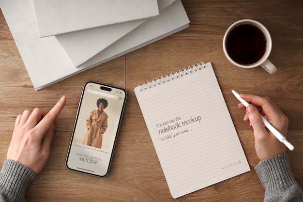 adult holding smartphone mockup