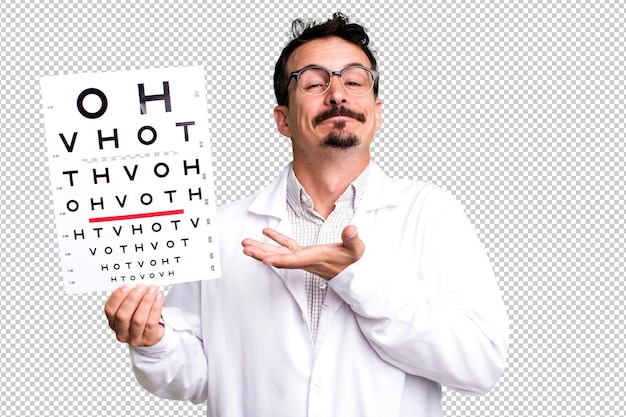 Adult man optical vision test concept