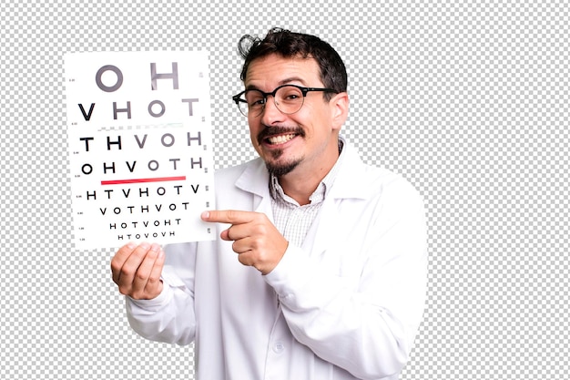 Concetto di test di visione ottica dell'uomo adulto