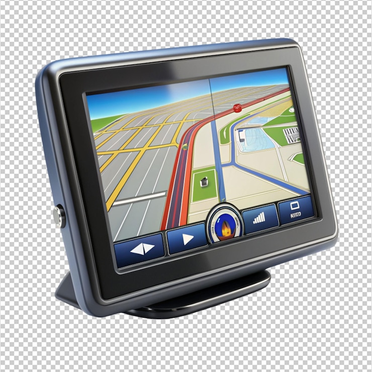 PSD advanced car gps system isolated on transparent background