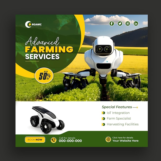 PSD advanced garden agro farm and farming services social media post banner template ai generated