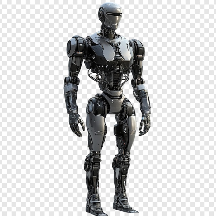 PSD advanced humanoid robot metallic gray black design futuristic technology artificial intelligence