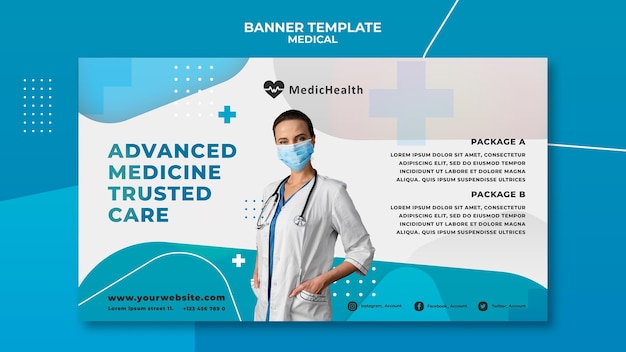 PSD modello di banner di medicina avanzata