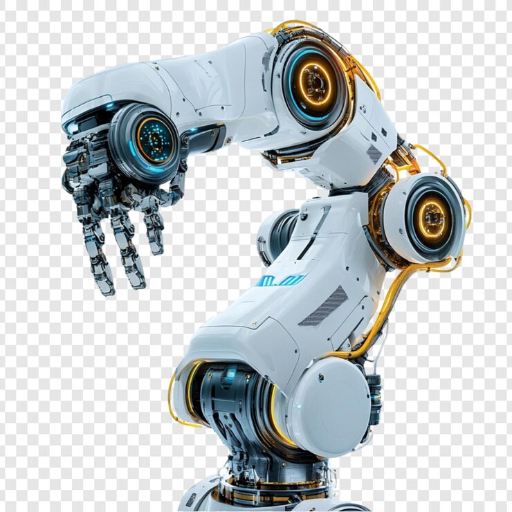 PSD advanced robotic arm technology futuristic design white and gold