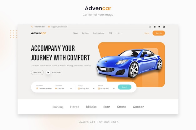 Advencar minimalist car rental hero image