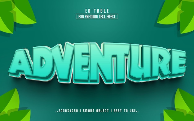 Adventure 3d bewerkbare teksteffectstijl