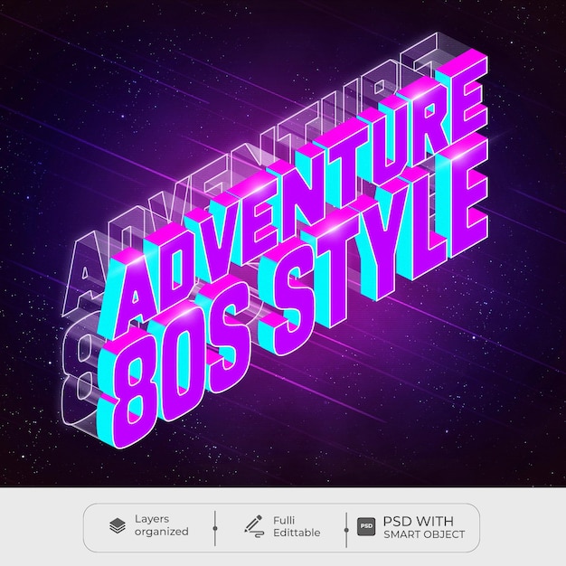 Adventure 80s Sttke 텍스트 효과 템플릿