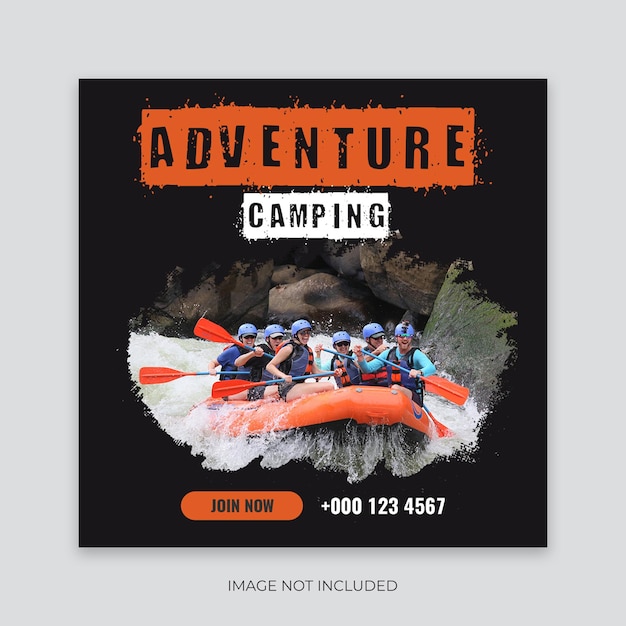 PSD adventure camping social media post template camping social media web banner