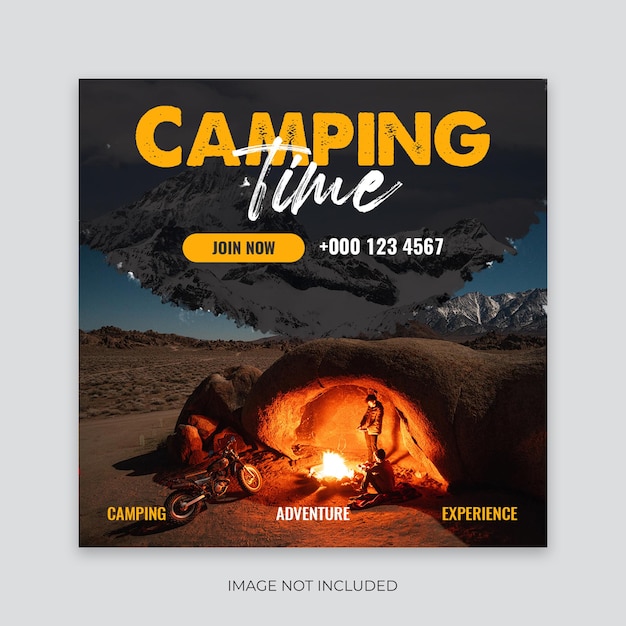 PSD adventure camping time social media post template camping social media web banner