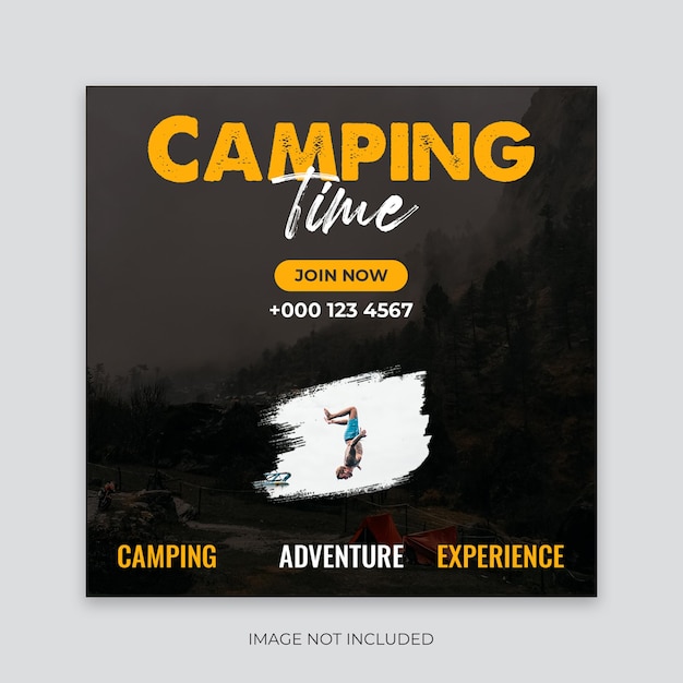 Adventure camping time social media post template camping social media web banner