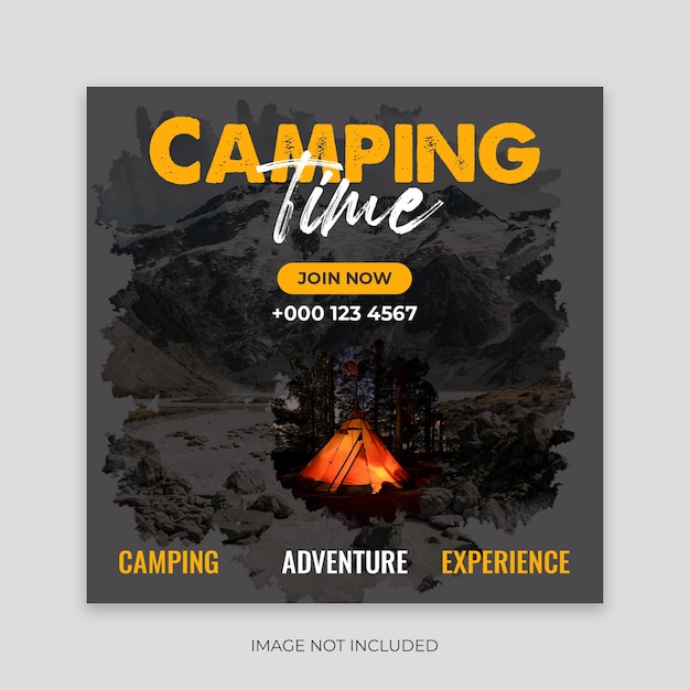 PSD adventure camping time social media post template camping social media web banner