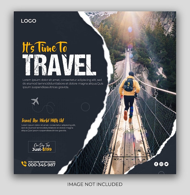 Adventure dream travel the world social media instagram and facebook post banner or banner template