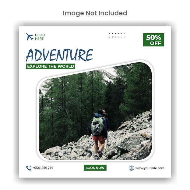 Adventure explore the world travel agency social media post template