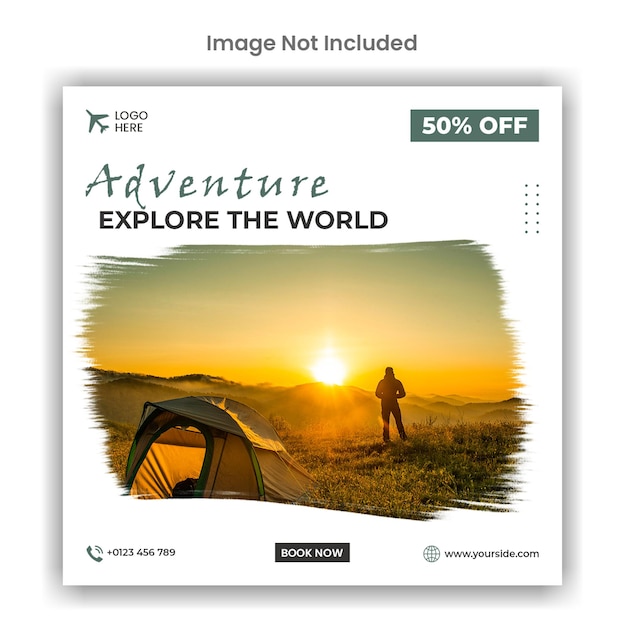 PSD adventure explore the world travel agency social media post template