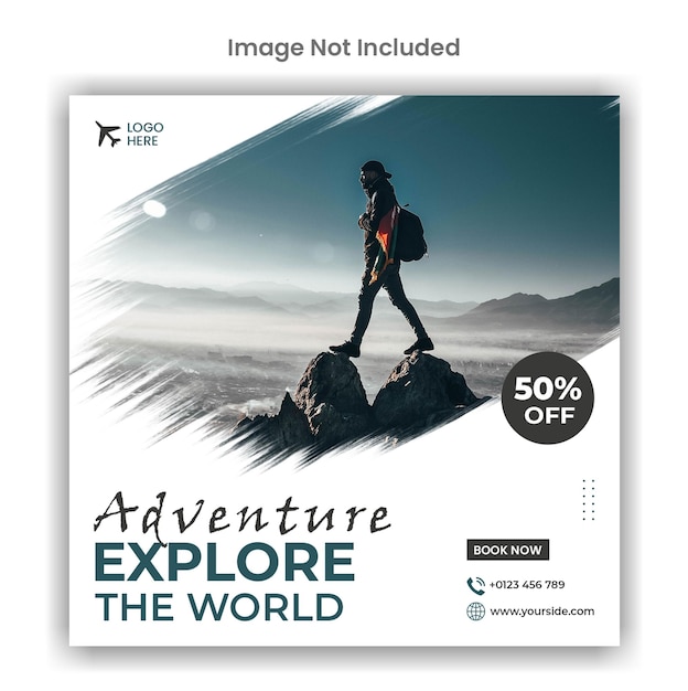 PSD adventure explore the world travel agency social media post template