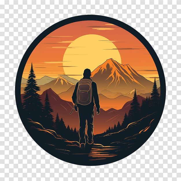 PSD adventure mountain hiking t shirt vector on a transparent background