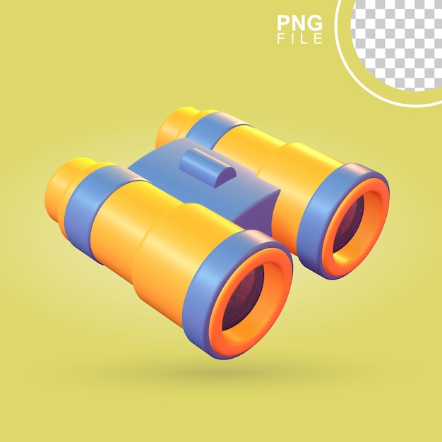 Adventurers Perspective 3D Icon of Orange and Blue Hikers Binoculars