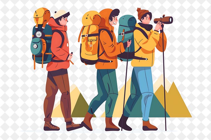 PSD adventurous explorer with characters exploring and discoveri png people in daily work illustration