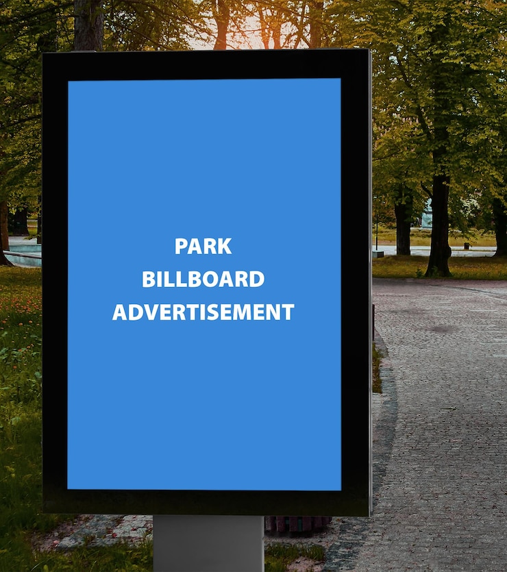 PSD advertentie op een billboard in een park