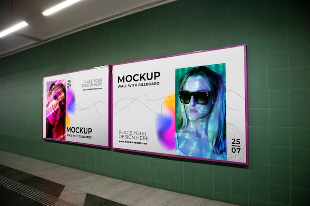 PSD advertisement billboard on wall mock-up design