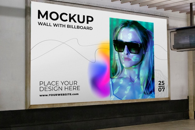 PSD advertisement billboard on wall mock-up design