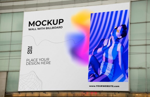 PSD advertisement billboard on wall mock-up design