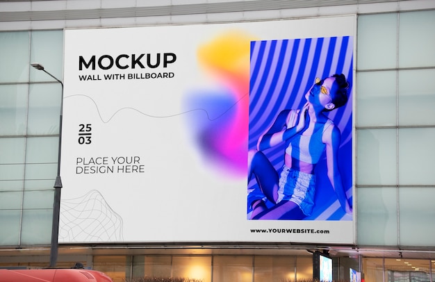 advertisement billboard on wall mock-up design