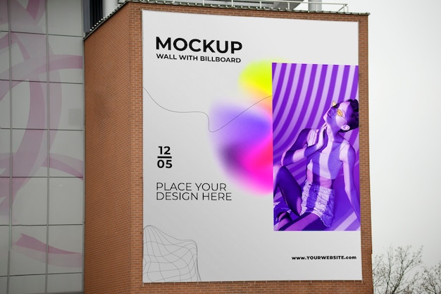 Advertisement billboard on wall mock-up design